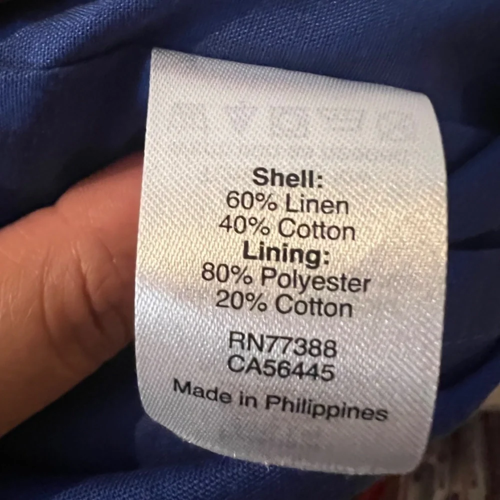 J. Crew Ruffle One Shoulder Linen Blend Shift Dress Royal Blue Women's XS